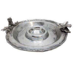 vintage antiqued metal owl/flower chip and dip tray